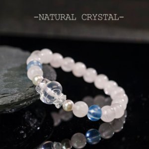 子供用手串粉水晶+海藍宝