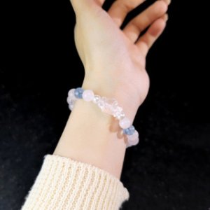 子供用手串粉水晶+海藍宝