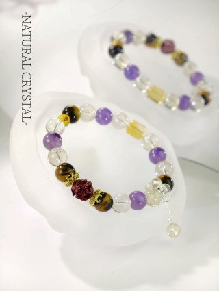 十二支【犬】黄水晶+紫水晶+黄虎眼