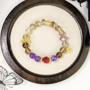 十二支【ネズミ】緑幽霊＋紫水晶＋茶晶＋黒金超