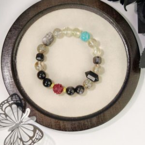 十二支【豚】黄水晶+銀曜石+黒金超+海紋石