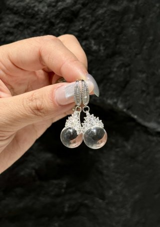 ホワイトクリスタル+925シルバーイヤリング針サ