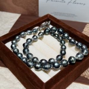 天然海水真珠タヒチねじビーズネックレス