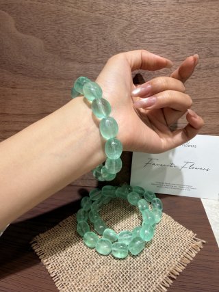 素串福祉精品ミントマンボ色莹石糖豆手串