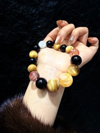 男金王鶴棣同金、金虎眼黒曜石赤膠花黄膠花白幽霊規格