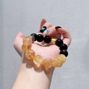 黑曜石+黄胶花男款