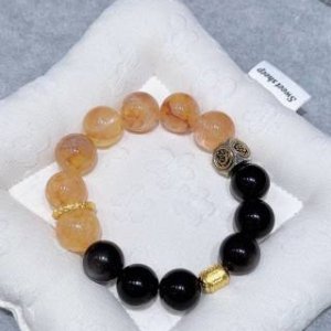 男金王鶴棣同金、金虎眼黒曜石赤膠花黄膠花白幽霊